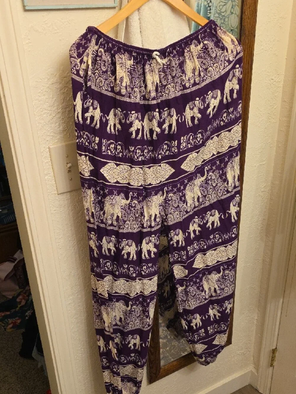 Purple Elephant Print Harem Pants